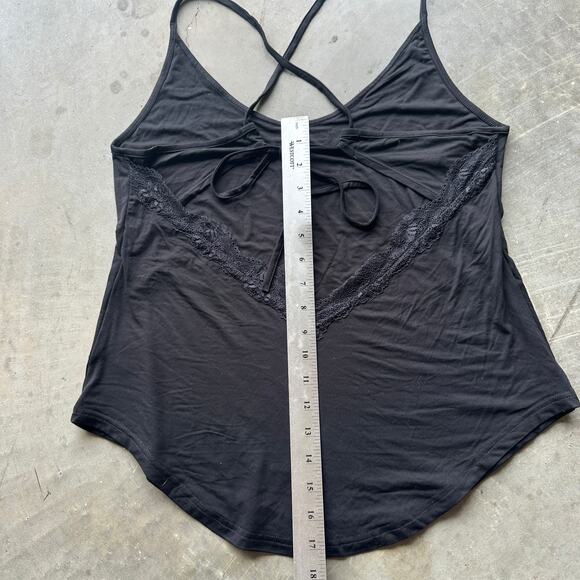 P'tula Lace-Trim Strappy Back Tank Top Women's Size Medium Black Sleepwear - Picture 11 of 12